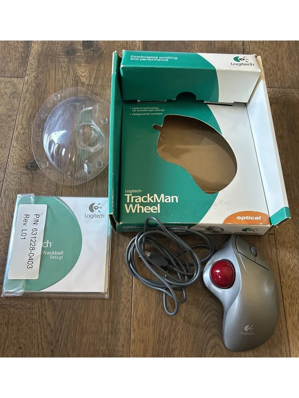 Logitech TrackMan Wheel Optical Mouse OPT TMAN 904353-0403 IOB Tested Working